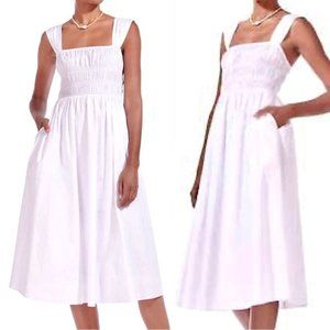 Staud Smocked Bodice White Dress (New Without Tag)